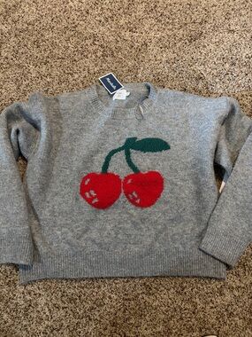 Gray Cherry Intarsia Sweater